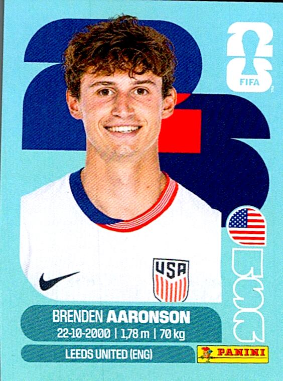 STICKERS FIFA WORLD CUP 2026 BRENDEN AARONSON NºUSA 17