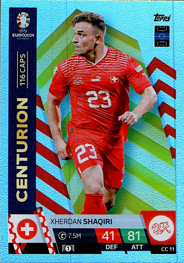 TOPPS MATCH ATTAX UEFA EURO 2024 XHERDAN SHAQIRI CENTURION NºCC11