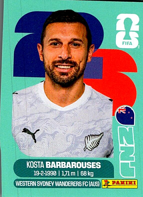 STICKERS FIFA WORLD CUP 2026 KOSTA BARBAROUSES NºNZL 20