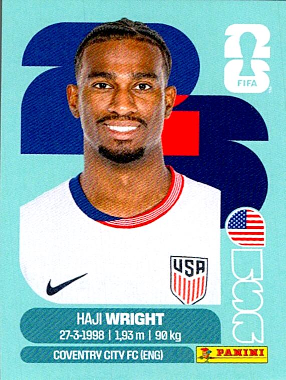 STICKERS FIFA WORLD CUP 2026 HAJI WRIGHT NºUSA 19