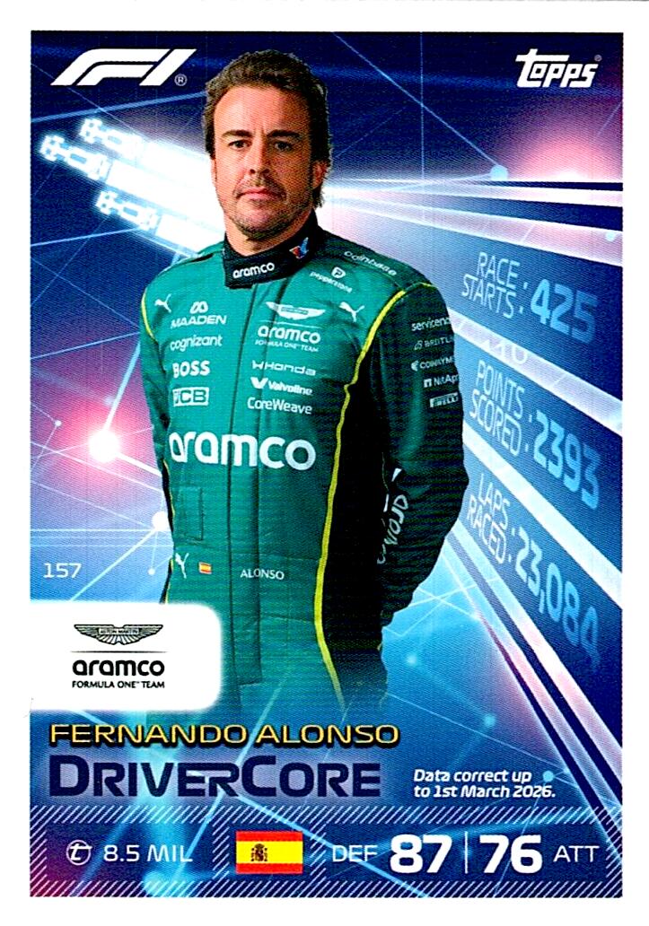 TURBO ATTAX FORMULA 1 2026 FERNANDO ALONSO Nº157