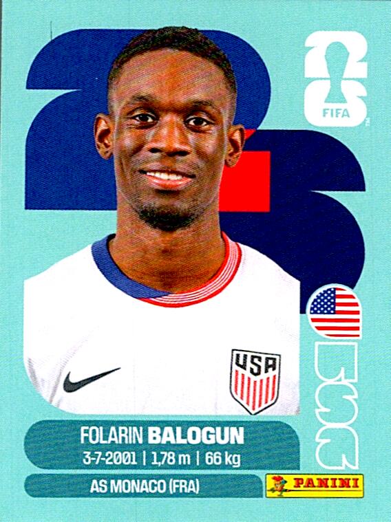 STICKERS FIFA WORLD CUP 2026 FOLARIN BALOGUN NºUSA 20