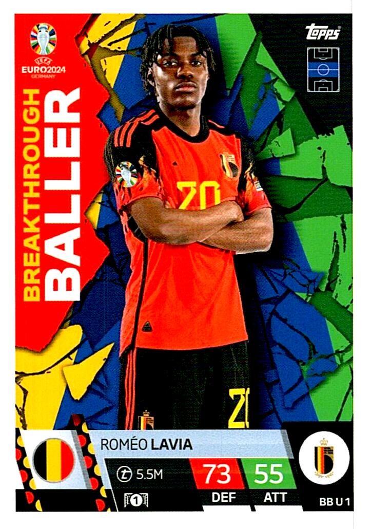 TOPPS MATCH ATTAX UEFA EURO 2024 ROMEO LAVIA BREAKTHROUGH BALLER NºBBU1