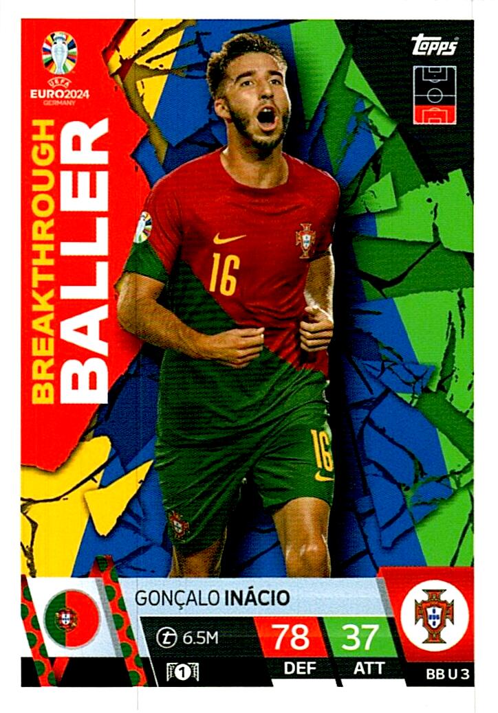 TOPPS MATCH ATTAX UEFA EURO 2024 GONCALO INACIO BREAKTHROUGH BALLER NºBBU3