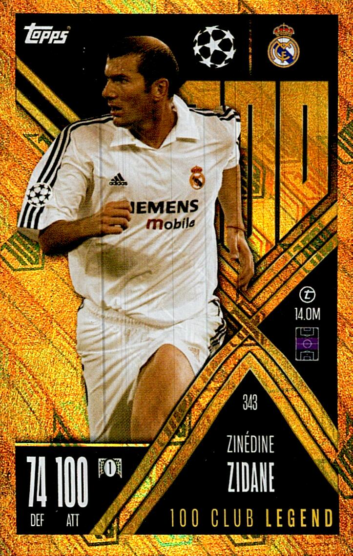 Match Attax Extra 2025 Zinedine Zidane 100 Club nº343
