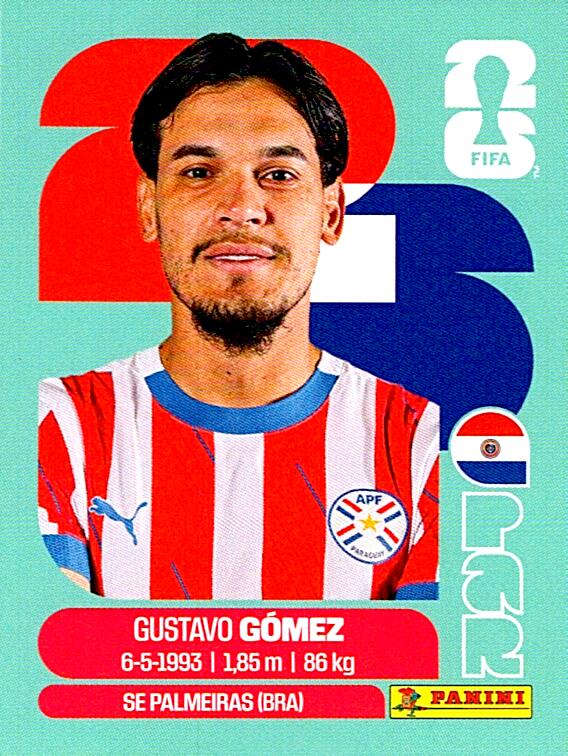 STICKERS FIFA WORLD CUP 2026 GUSTAVO GOMEZ NºPAR 4