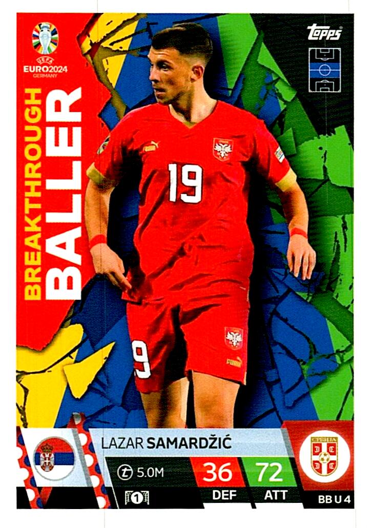 TOPPS MATCH ATTAX UEFA EURO 2024 LAZAR SAMARDZIC BREAKTHROUGH BALLER NºBBU4