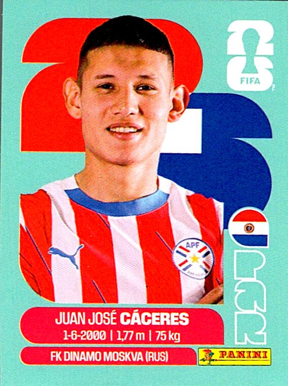 STICKERS FIFA WORLD CUP 2026 JUAN JOSE CACERES NºPAR 6