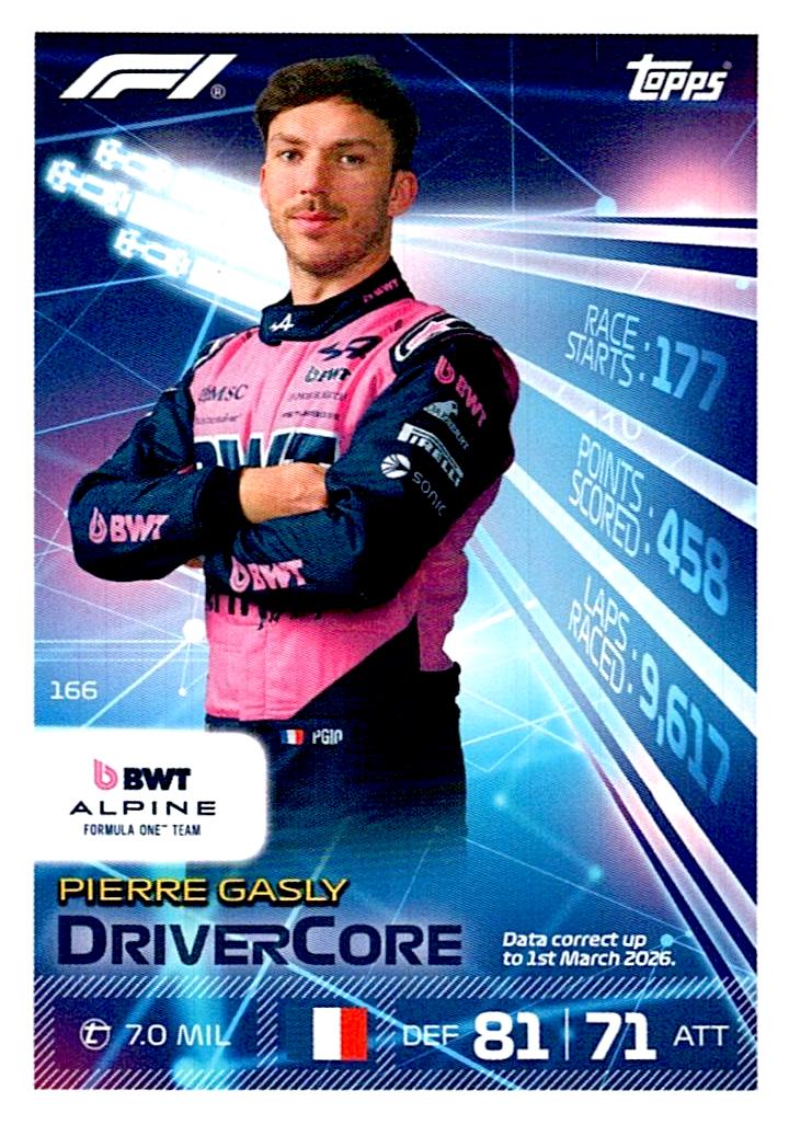 TURBO ATTAX FORMULA 1 2026 PIERRE GASLY Nº166