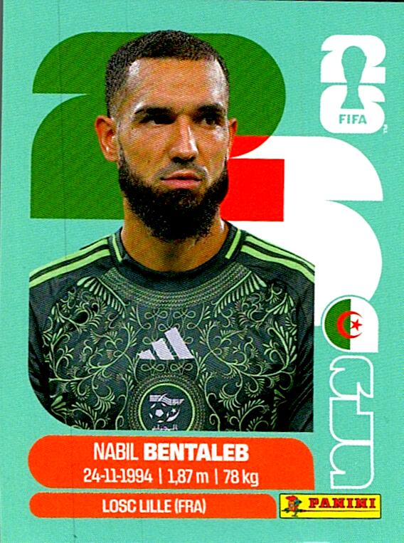 STICKERS FIFA WORLD CUP 2026 NABIL BENTALEB NºALG 12