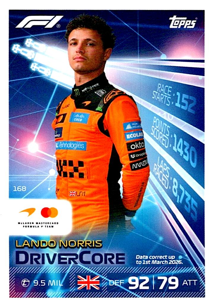 TURBO ATTAX FORMULA 1 2026 LANDO NORRIS Nº168