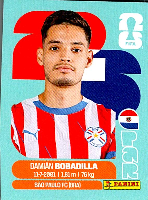 STICKERS FIFA WORLD CUP 2026 DAMIAN BOBADILLA NºPAR 11