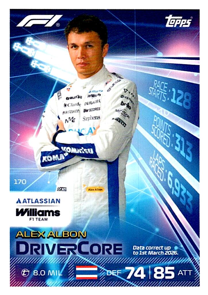 TURBO ATTAX FORMULA 1 2026 ALEX ALBON Nº170