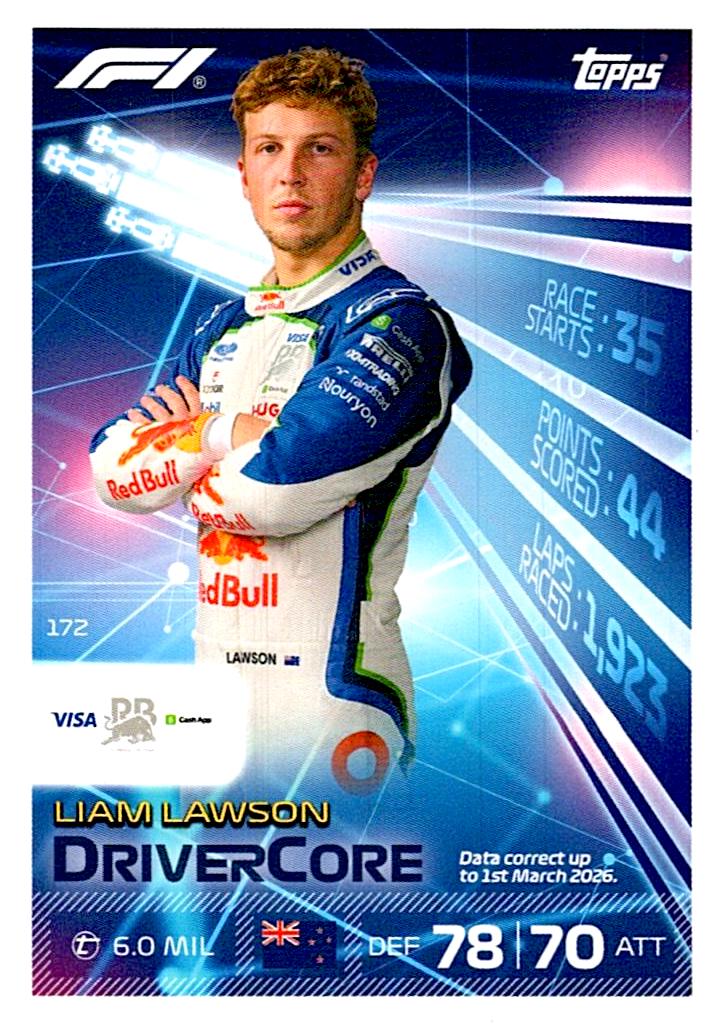 TURBO ATTAX FORMULA 1 2026 LIAM LAWSON Nº172