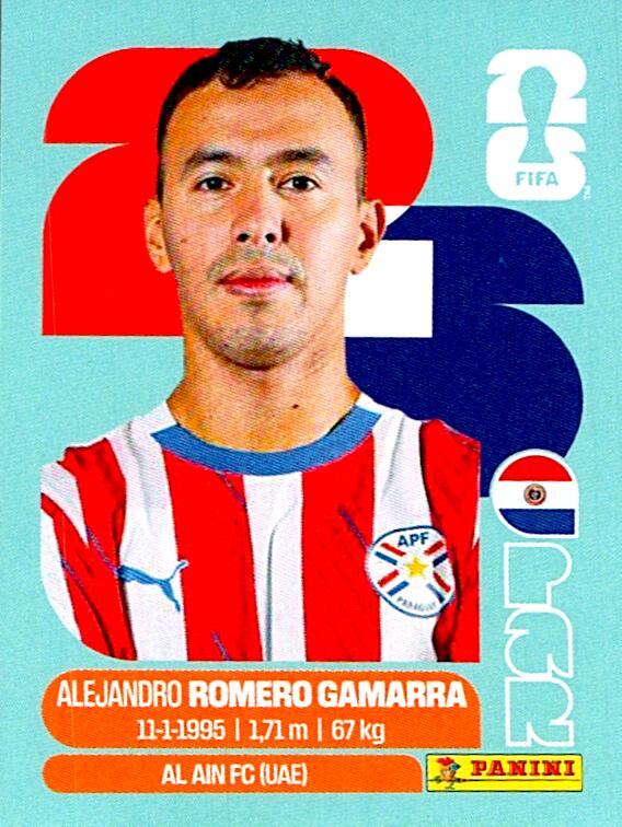 STICKERS FIFA WORLD CUP 2026 ALEJANDRO ROMERO GAMARRA NºPAR 16