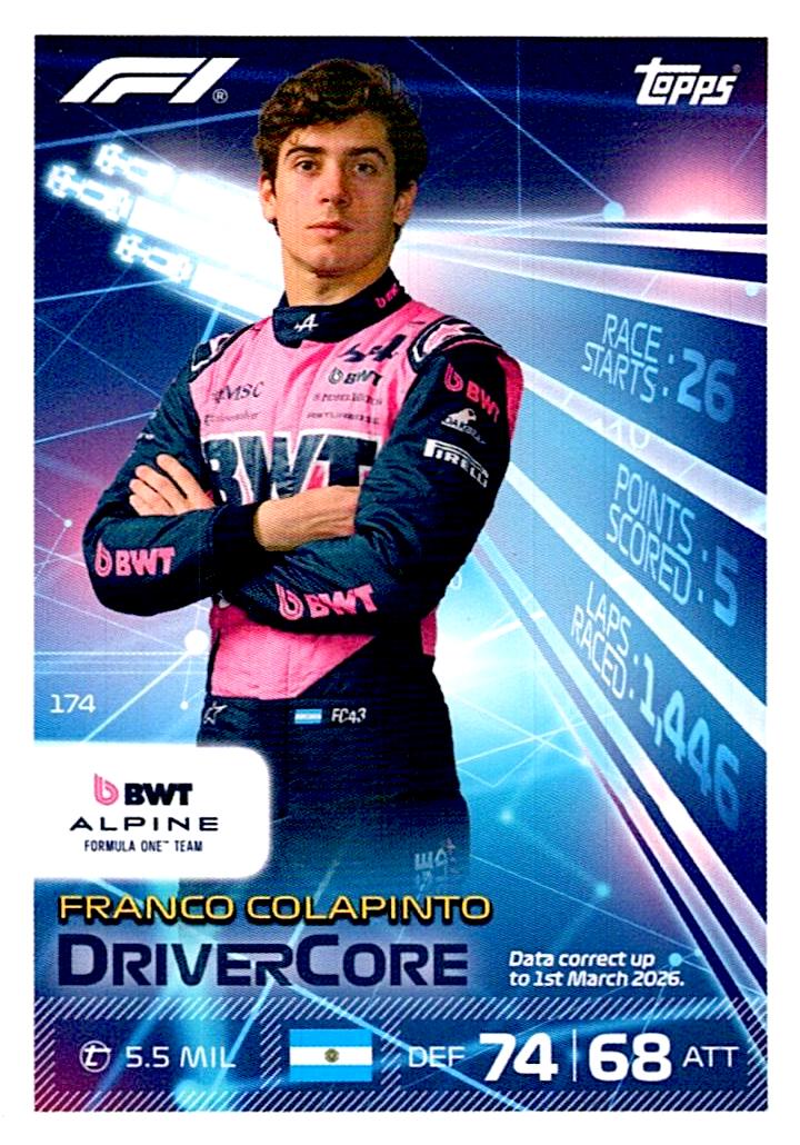 TURBO ATTAX FORMULA 1 2026 FRANCO COLAPINTO Nº174