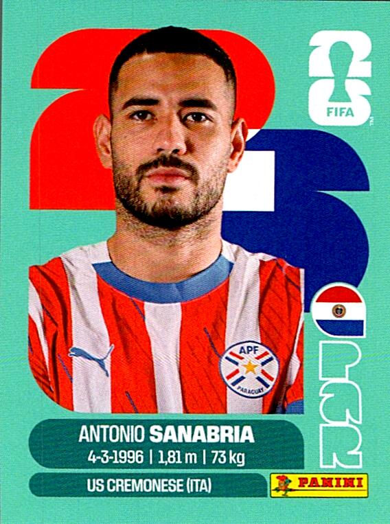 STICKERS FIFA WORLD CUP 2026 ANTONIO SANABRIA NºPAR 20