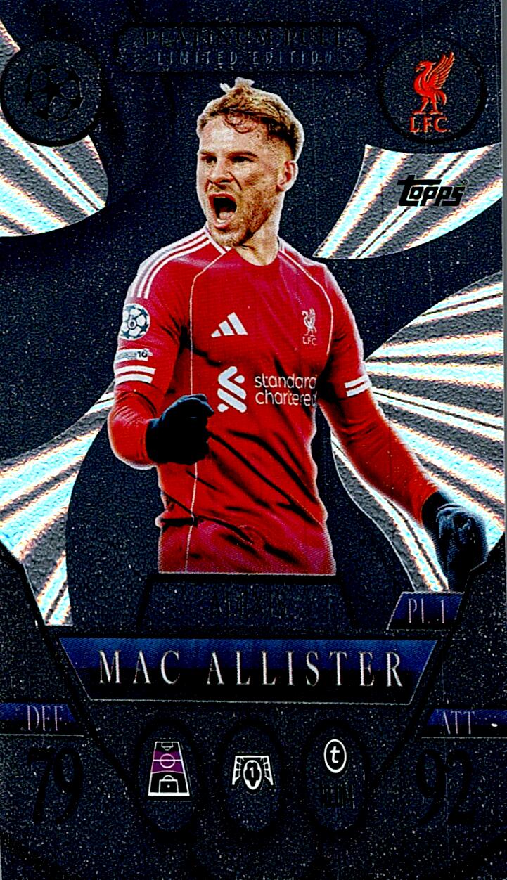 MATCH ATTAX CHAMPIONS LEAGUE 2025/2026 MAC ALLISTER PLATINUM PULL NºPL1