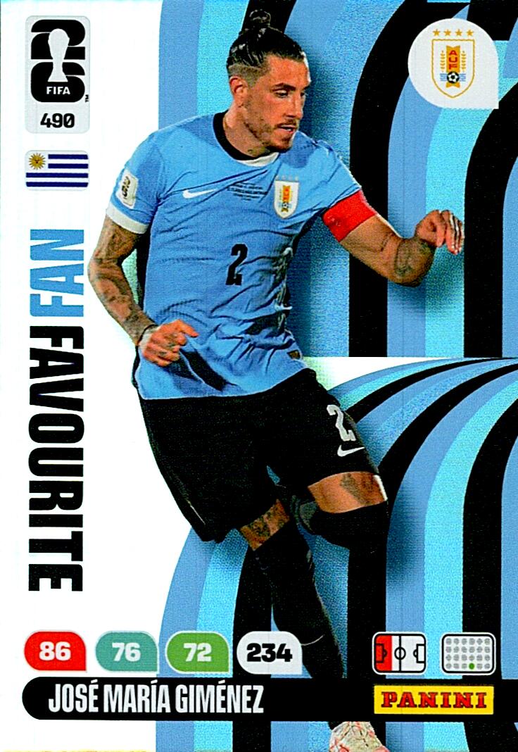 ADRENALYN WORLD CUP 2026 JOSE MARIA GIMENEZ URUGUAY FANS FAVOURITE Nº490