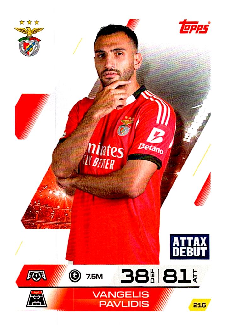 MATCH ATTAX CHAMPIONS LEAGUE 2025/2026 VANGELIS PAVLIDIS Nº216