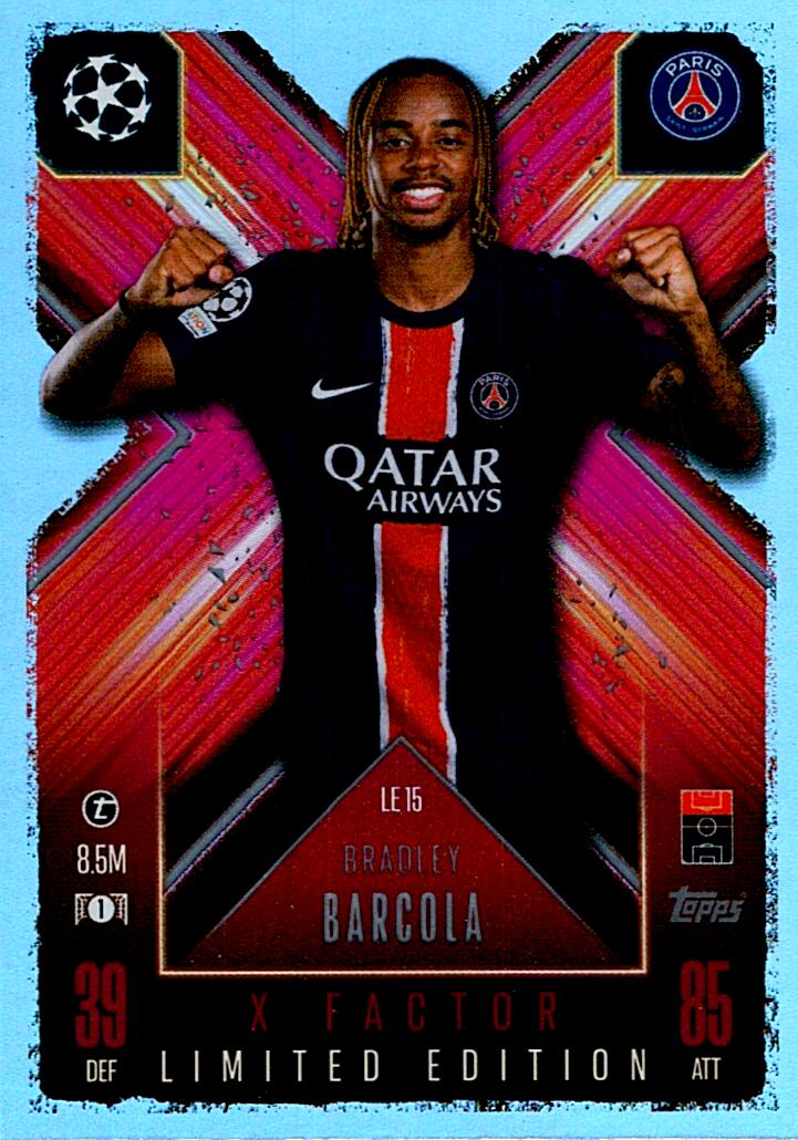 Match Attax Extra 2025 Bradley Barcola Limited Edition nºLE15
