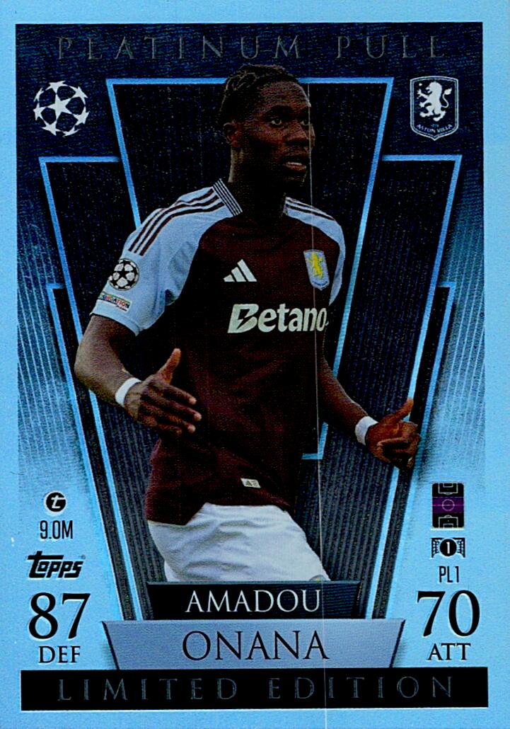 Match Attax Extra 2025 Amadou Onana Platinum Pull nºPL1