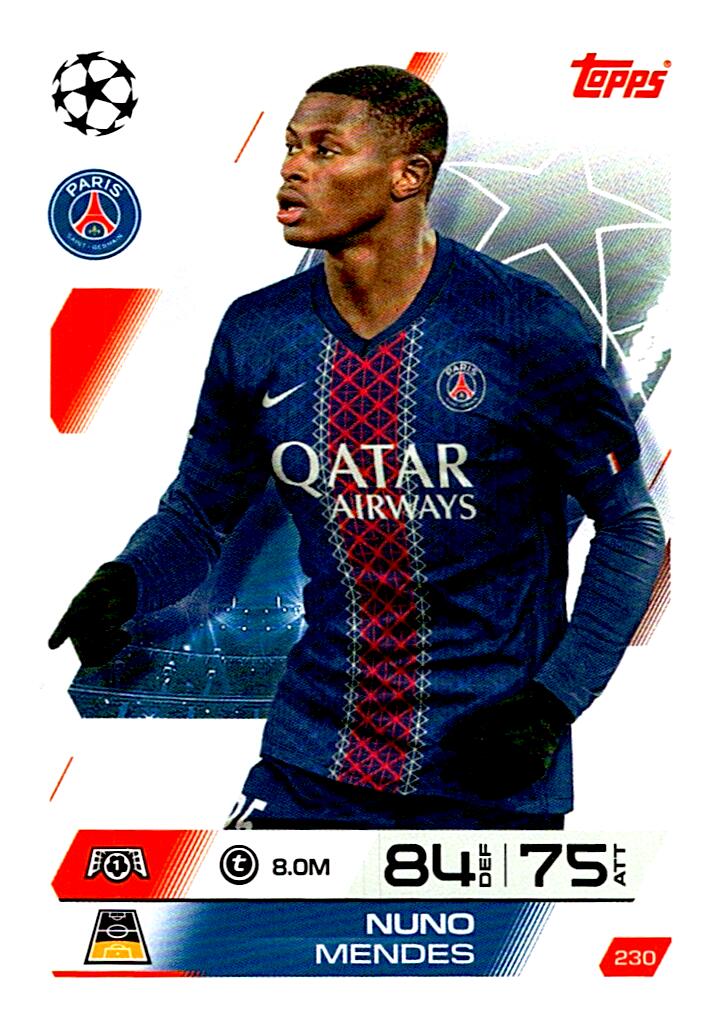 MATCH ATTAX CHAMPIONS LEAGUE 2025/2026 NUNO MENDES Nº230