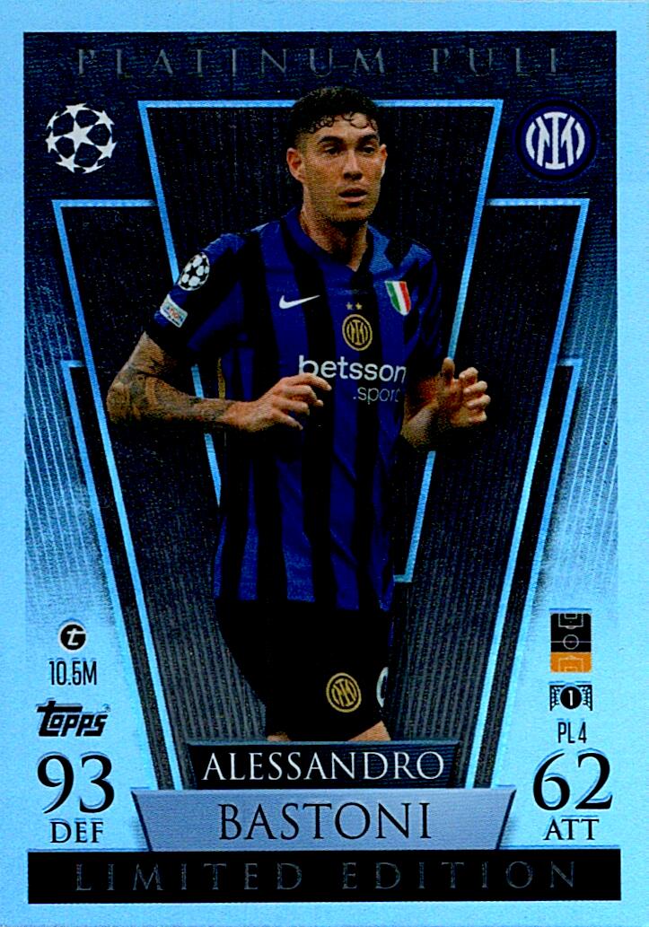 Match Attax Extra 2025 Alessandro Bastoni Platinum Pull nºPL4