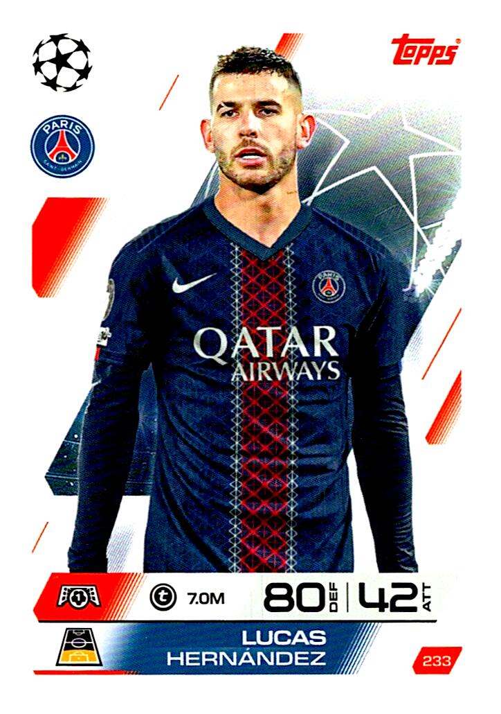 MATCH ATTAX CHAMPIONS LEAGUE 2025/2026 LUCAS HERNANDEZ Nº233