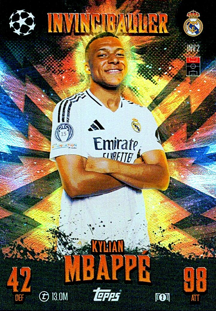 Match Attax Extra 2025 Kylian Mbappé Invinciballer nºINV2