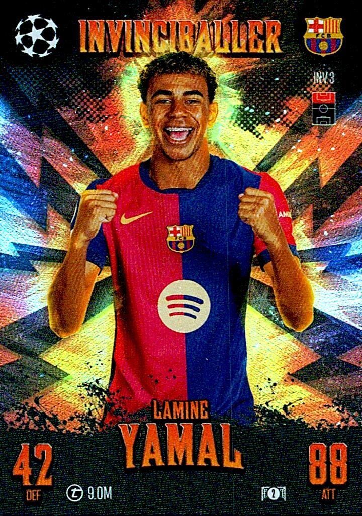 Match Attax Extra 2025 Lamine Yamal Invinciballer nºINV3
