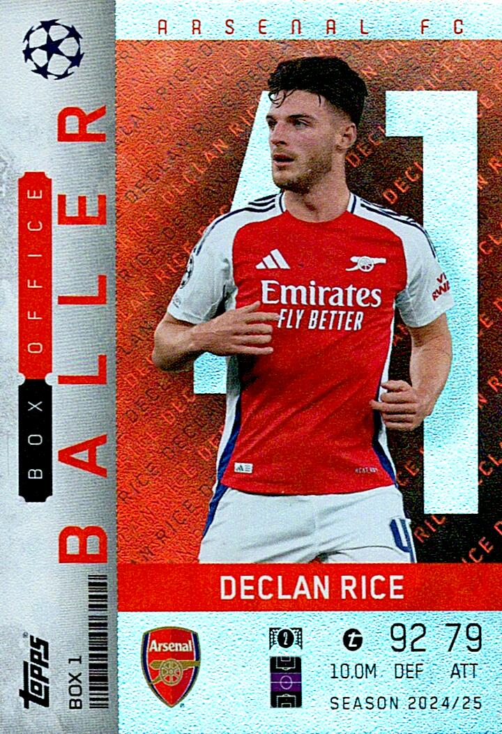 Match Attax Extra 2025 Declan Rice Box Office Baller nºBOX1