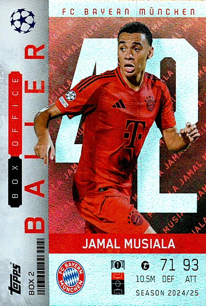 Match Attax Extra 2025 Jamal Musiala Box Office Baller nºBOX2