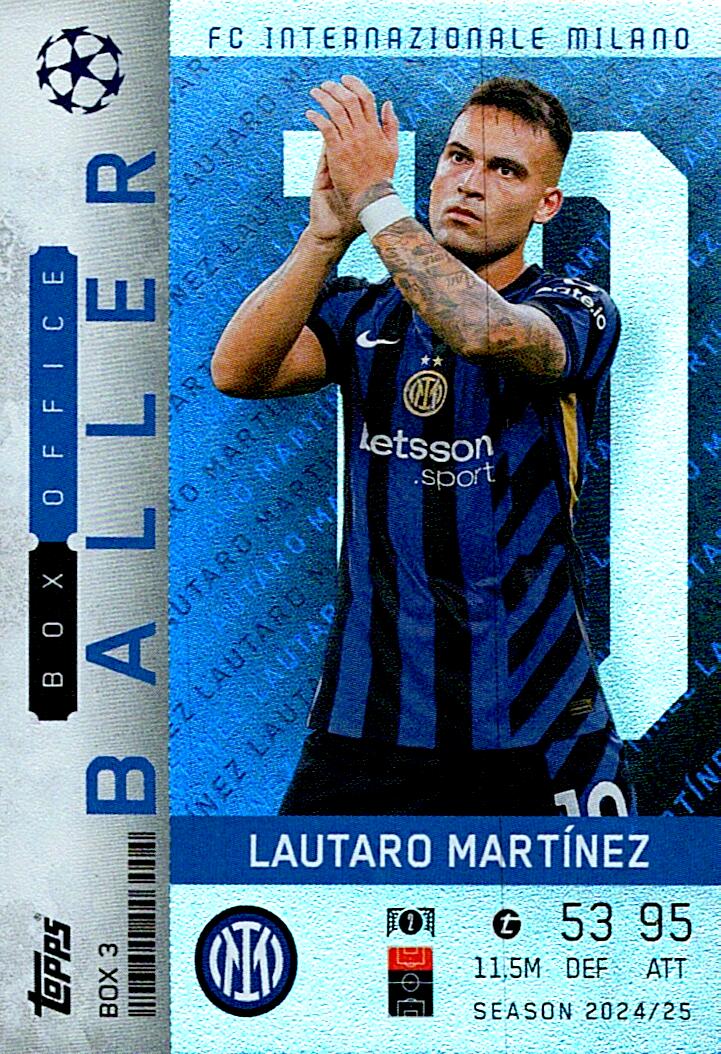 Match Attax Extra 2025 Lautaro Martínez Box Office Baller nºBOX3