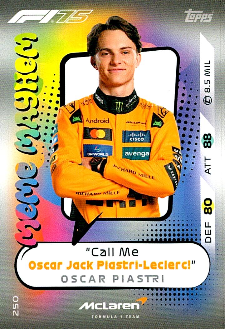 Turbo Attax 2025 MEME MAYHEM OSCAR PIASTRI nº250