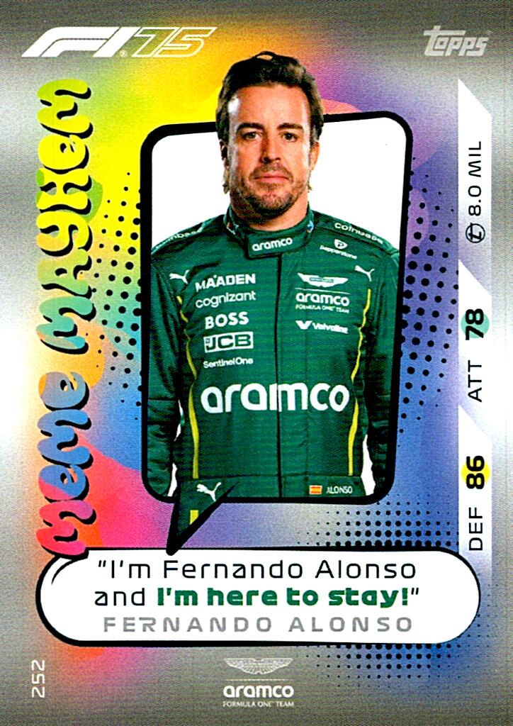 Turbo Attax 2025 MEME MAYHEM FERNANDO ALONSO nº252