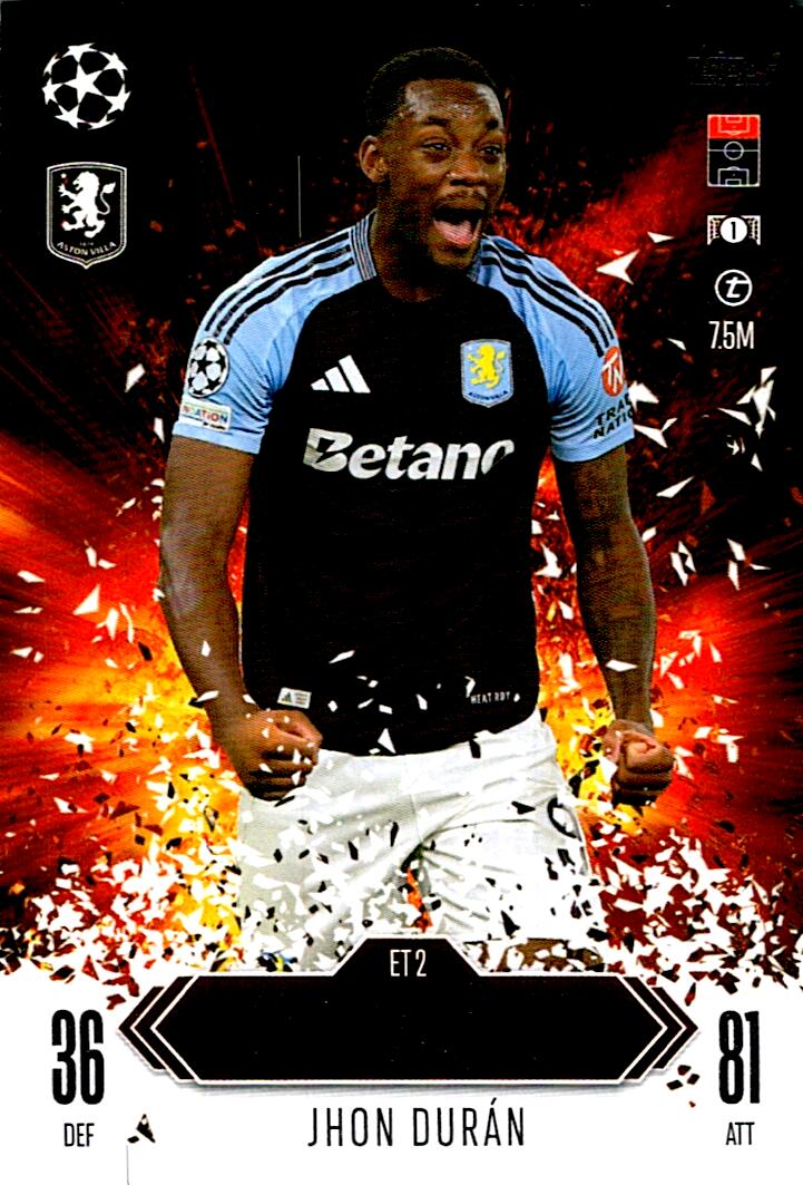 Match Attax Extra 2025 Jhon Durán Explosive Talent nºET2