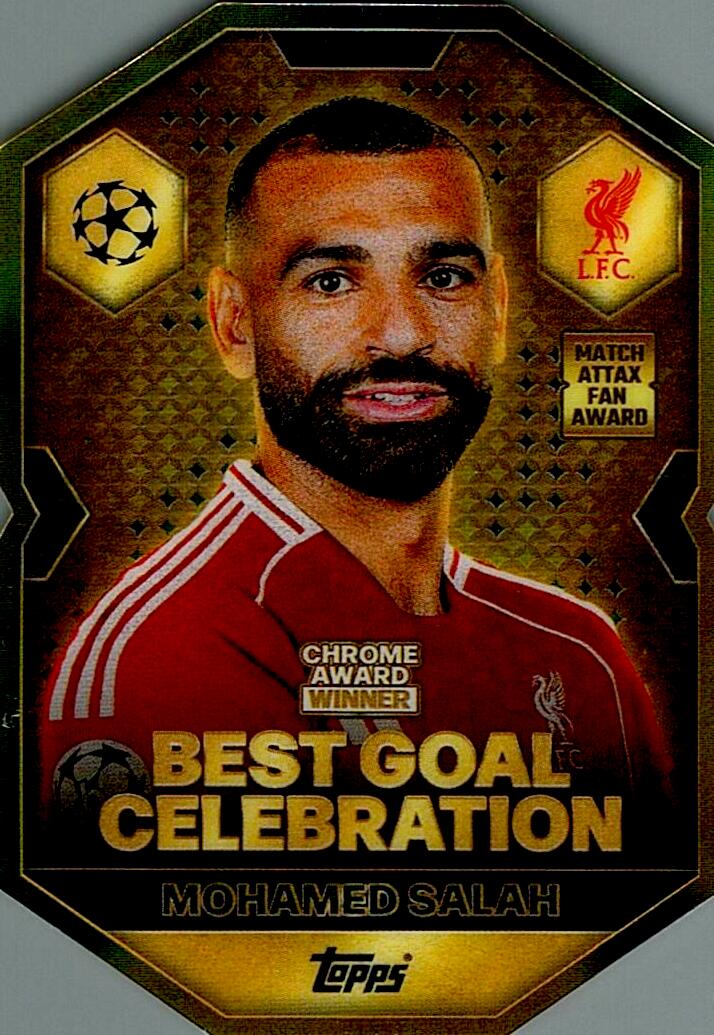 MATCH ATTAX CHAMPIONS LEAGUE 2025/2026 MOHAMED SALAH CHROME AWARD NºCA6