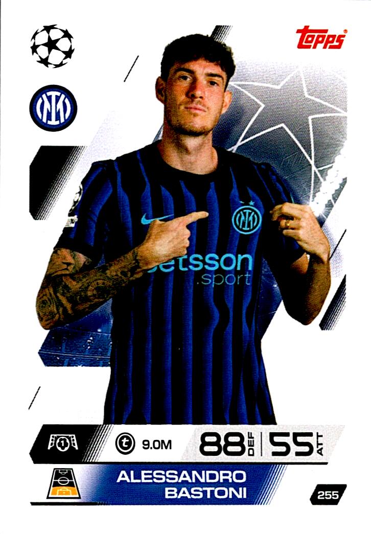 MATCH ATTAX CHAMPIONS LEAGUE 2025/2026 ALESSANDRO BASTONI Nº255