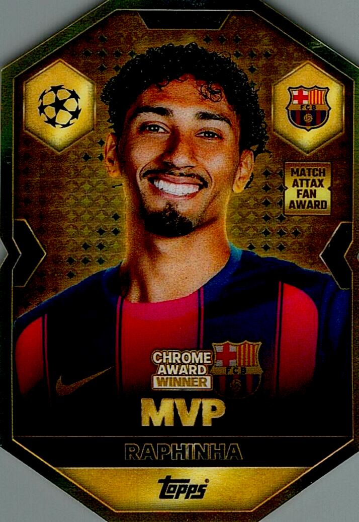 MATCH ATTAX CHAMPIONS LEAGUE 2025/2026 RAPHINHA CHROME AWARD NºCA1