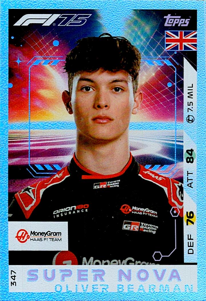 Turbo Attax 2025 SUPER NOVA OLIVER BEARMAN nº347