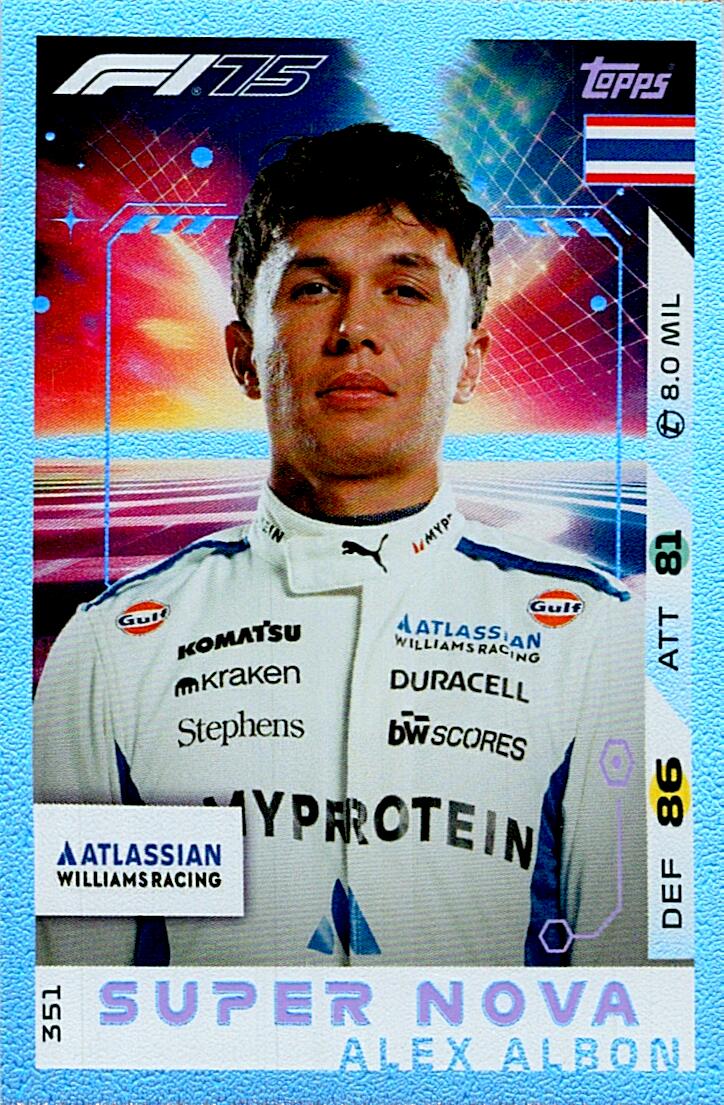 Turbo Attax 2025 SUPER NOVA ALEX ALBON nº351