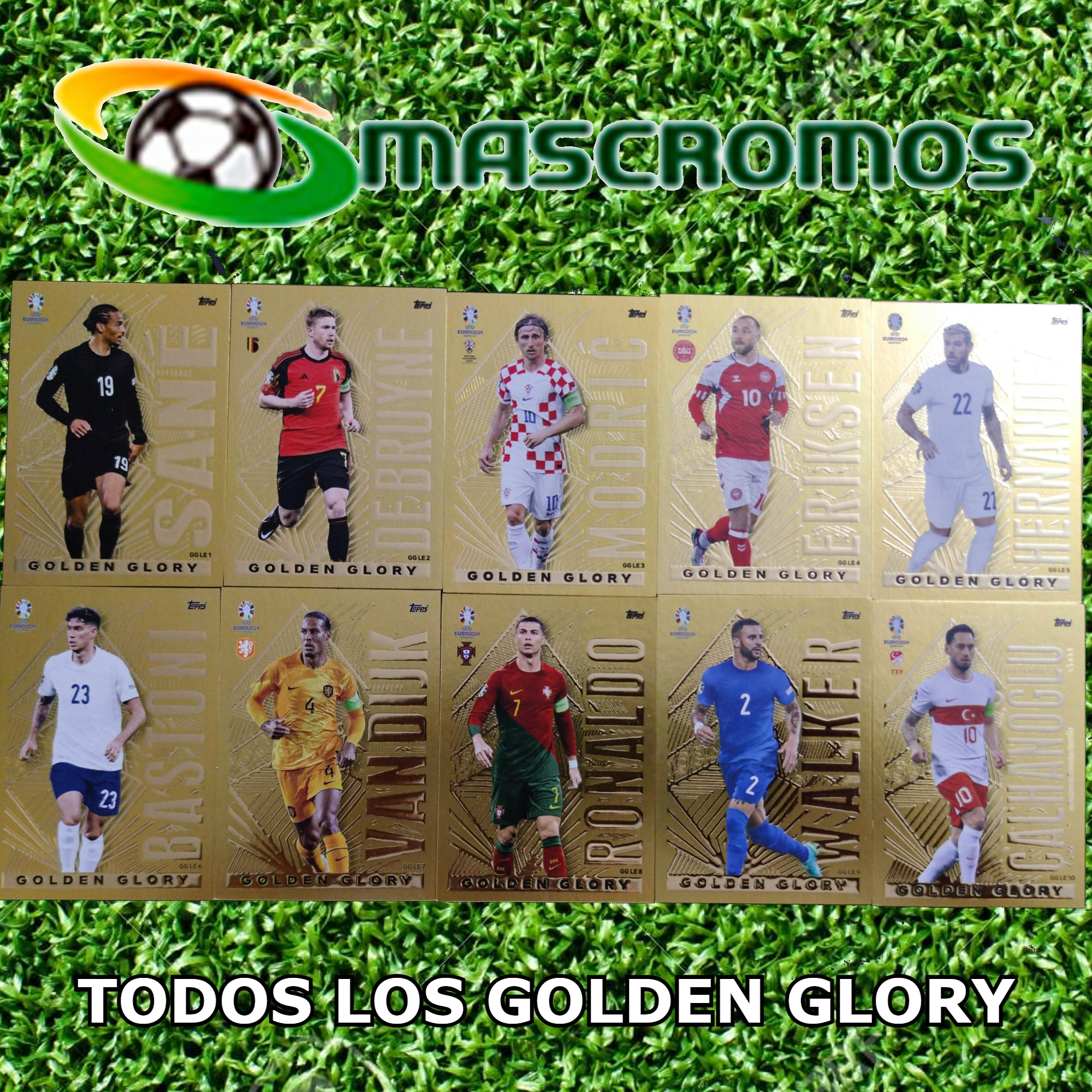 TOPPS UEFA EURO 2024 PACK 10 GOLDEN GLORY COMPLETO